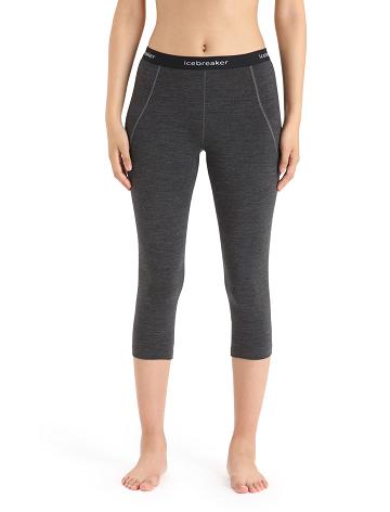 Jet Heather / Black Icebreaker BodyfitZone™ Merino 260 Zone 3/4 Thermal Leggings Women's Base Layers | AU 1868LISH